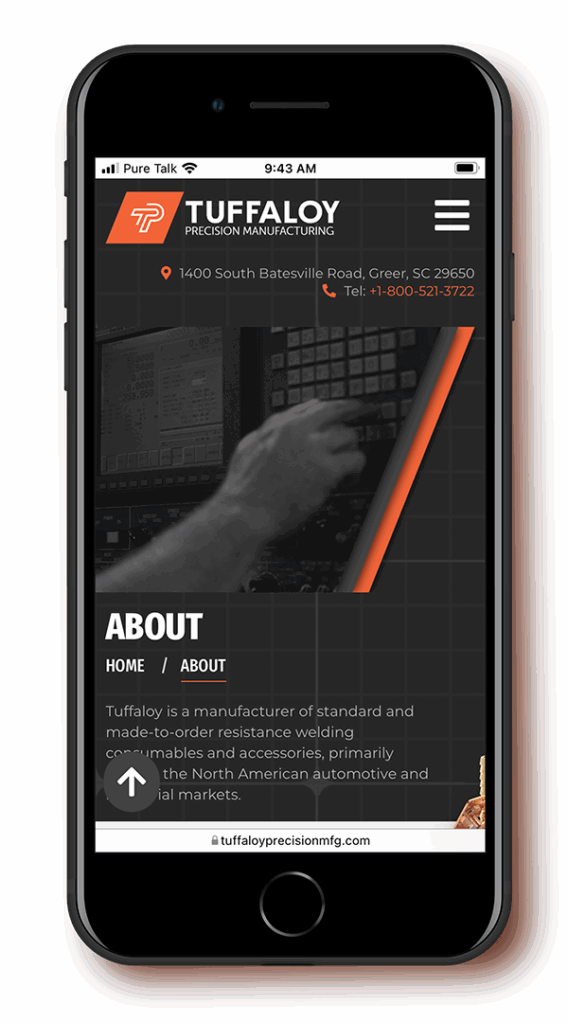 tuffaloy precision manufacturing mobile web mockup 1